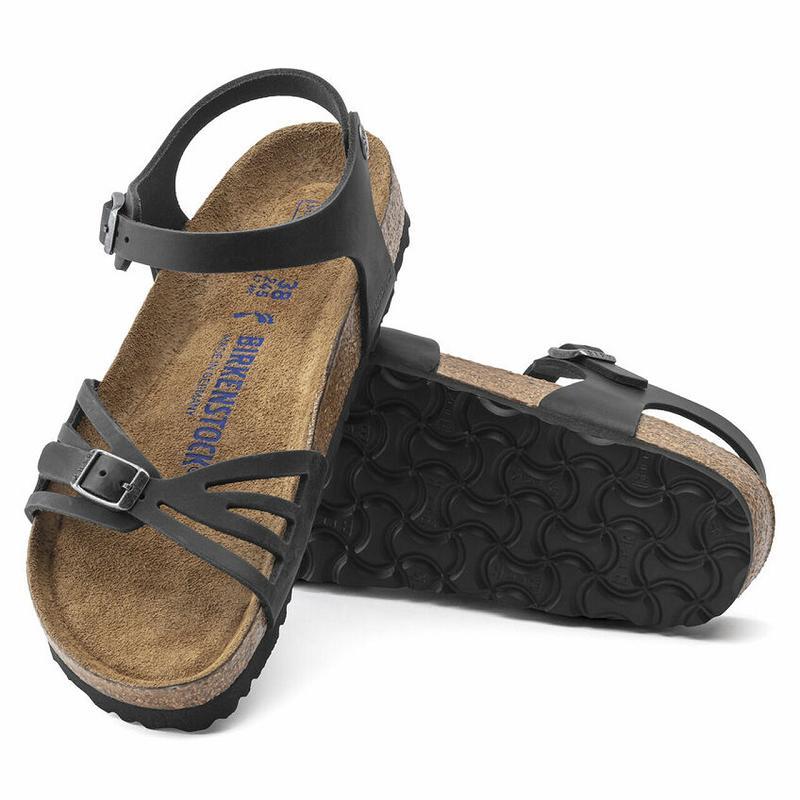 Birkenstock Bali Soft Footbed Oiled Læder Sandaler Dame Sort | DK 341PJJ